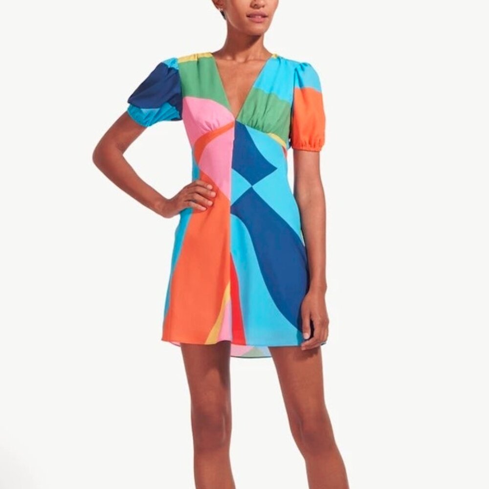Staud Milla Mini Dress in Capri/Coastal Marble